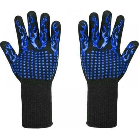 Guanti da barbecue resistenti al calore fino a 800 °C - Guanti antitaglio L5 - Guanti da cucina di alta qualità per grigliare, cucinare, cuocere al forno e saldare (1 paio), blu