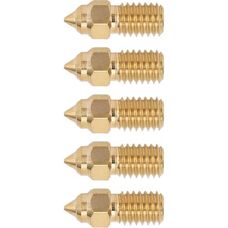 Packung mit 5 Hochgeschwindigkeits-M6-Messing-Extrusionsdüsen für 3D-Drucker, kompatibel mit S1- und S7-Extrudern, Durchmesser 1,75 mm (0,6 mm / 0,02 Zoll). (1/5)