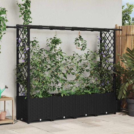 Teenpull – Hochbeet mit Rankgitter und Dach Schwarz 203 x 40 x 136 cm PP (1/5)