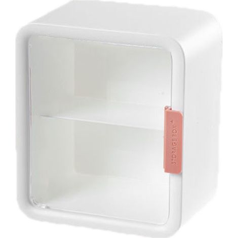Armoire de présentation pour maison de poupée, vitrine transparente 2 étages, rangement blanc avec portes en verre (1/5)