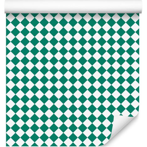 Papier peint géométrique à losanges bleu sarcelle et blanc pour salon et chambre 50x1000 cm (1/5)