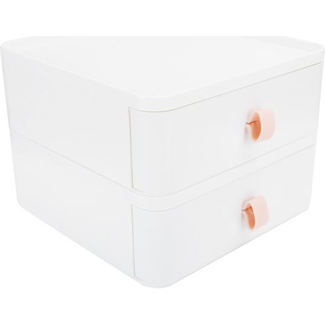 Organisateur de coiffeuse compact à tiroirs avec conception multi-niveaux, tiroirs de grande capacité pour un rangement spacieux du maquillage, design élégant.
