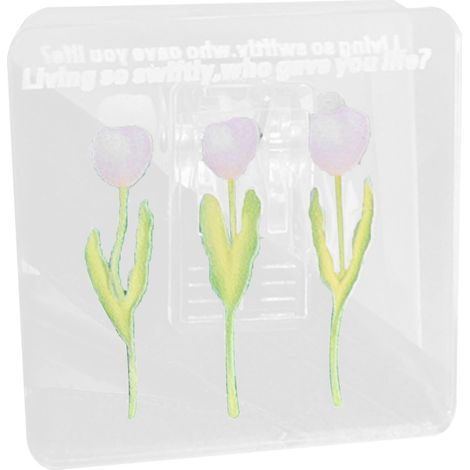 Transparente, doppelseitige Büroklammern mit Tulpenmuster, multifunktional, aus Acryl, hellrosa, zur Aufbewahrung (1/5)
