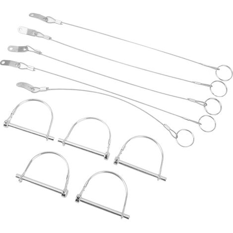 Perno di accoppiamento di sicurezza ad arco con catena anti-smarrimento, blocco albero in acciaio inox 6x70mm per camion, rimorchio, ATV, UTV, 5 pezzi