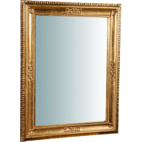 Biscottini Miroir Mural 87 x 67 x 4,5 cm Miroir doré Antique Miroir Baroque Miroir de Salle de Bain rectangulaire Bullet (1/5)
