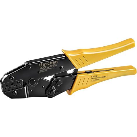 Pince à sertir à cliquet, HS-03B, bornes non isolées et outils de sertissage, utilisation pour 1,5-6 mm² (15-10 AWG), jaune (1/5)