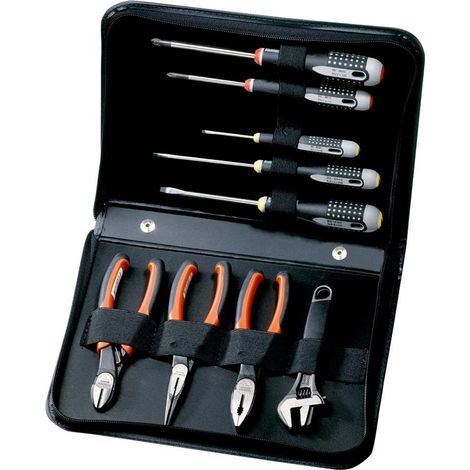 Bahco Werkzeugtasche, Zange, Rollgabelschlüssel, Schraubendreher, 7-tlg. (1/2)