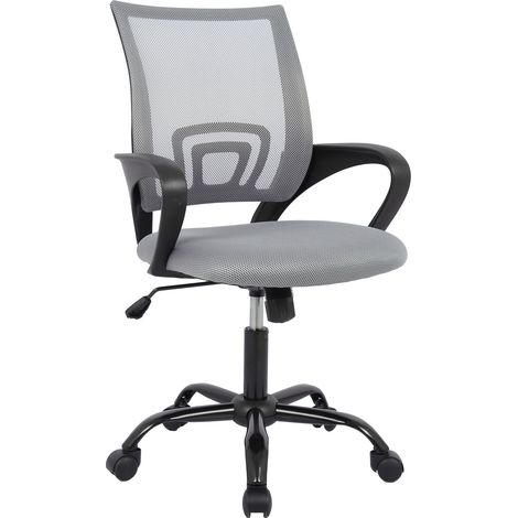 Sedia da Ufficio JEREZ C-BR – Grigio – Schienale in Rete, Base Acciaio Ø68 cm
