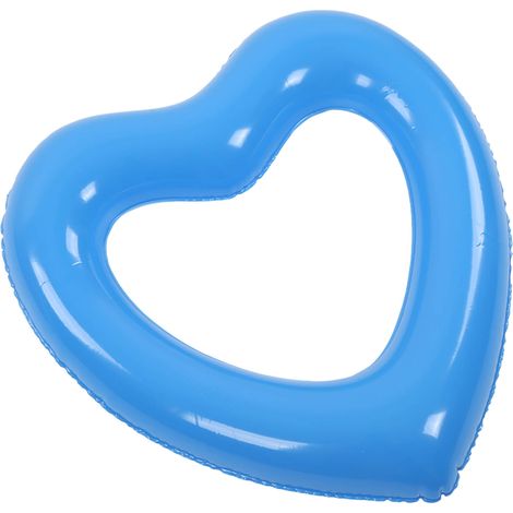 Bouée gonflable en forme de cœur, 45 cm d'épaisseur, en PVC résistant aux déchirures, idéale pour les fêtes à la piscine ou à la plage (bleu). (1/5)