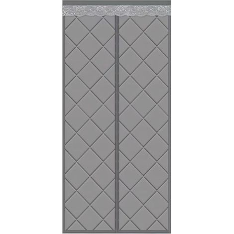 Cortina térmica aislante para puertas, cortina magnética de algodón grueso para invierno, ideal para puertas de balcón y exteriores, 95 x 210 cm, color gris. (1/5)