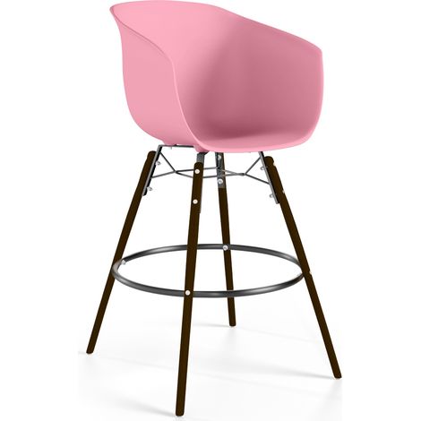 Barhocker - Skandinavisches Design - Dunkle Holzbeine - Pirela Pink