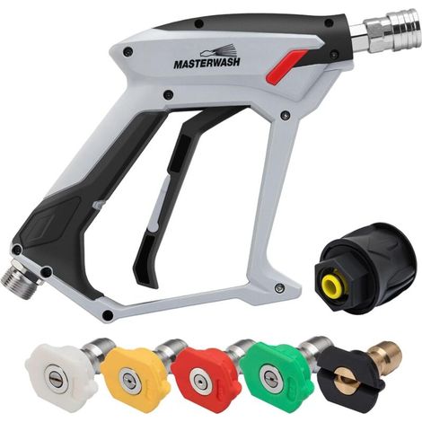 4000 PSI pistolet de lavage à haute pression avec 5 embouts buse d'eau, accessoires lance courte pour le nettoyage voiture, connecteur tuyau M22 14MM Karcher K1-K7 - (1/5)