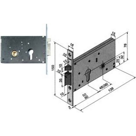 1PZ ELETTROSERRATURA DA INFILARE PER FASCE MM.78 H 302 - mm.50 (30250010)