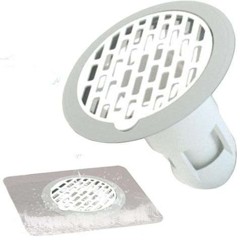 Bonde de douche pour sol de salle de bain, attrape-cheveux rond – Passoire anti-fuite, empêche les odeurs, les débordements, les déchets et les obstructions, Blanc. (1/2)