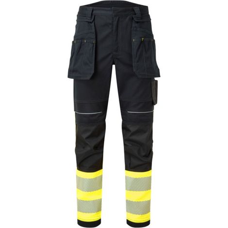 Pantalón de trabajo tejido reforzado PW3 FR Hi Vis Clase 1 Holster FR416 42 pulgadas (talla 54) Amarillo / Negro (1/2)