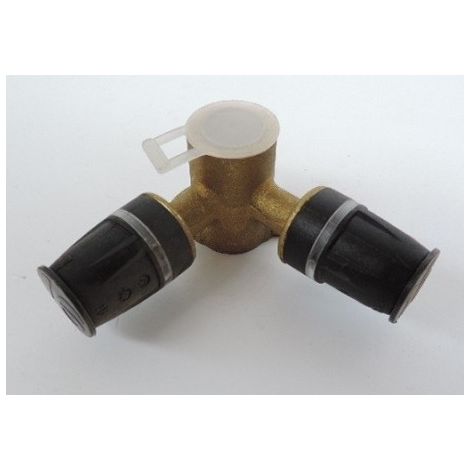 Patère murale 2 sorties pour tube multicouche Ø 16mm F15X21 (16 x Rp 1/2" X16) bi-matière laiton / PPSU TECELOGO TECE 8720007