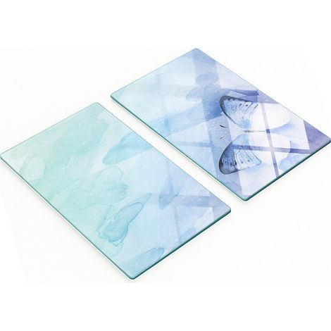 Tablas de cortar decorativas de cristal para cocina, mariposa azul, 2x30x52 cm