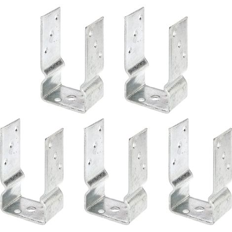 Alberts 215392 - Supporto per pali a U, da avvitare o per calcestruzzo, zincato a caldo, larghezza 81 mm, set da 5 pezzi (1/2)