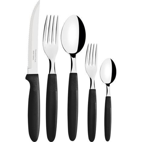 Ménage Couverts Noirs 30 Pièces Design Moderne, Durabilité - Tramontina