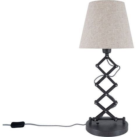 Lampe à Ciseaux Extensible de 37 à 71 cm en Métal Marron et Tissu Naturel pour Salon et Bureau E27 - PANGIVO (1/4)