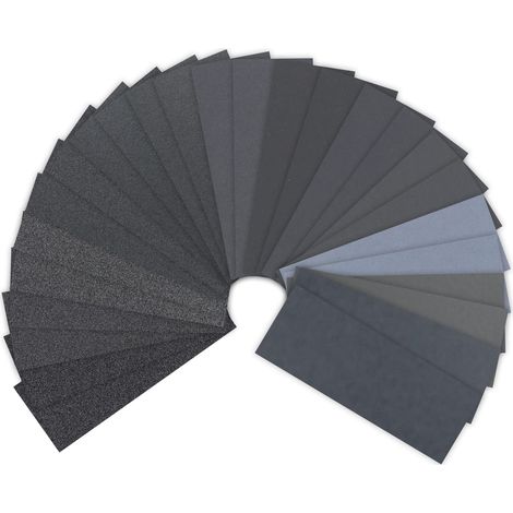 Papier de verre 60/120/240/400/600/800/1200/2000/2500/3000/5000/7000 Grain Papier abrasif eau/sec 9 x 3,6 pouces, Utilisé pour polir le métal, le bois, les (24 Papier) (1/5)