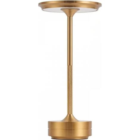 Lampe de table sans fil rechargeable à piles, batterie 2600 mAh, 3 modes de couleur, gradation continue avec toucher, lampe de bureau/lit/chambre d'enfant moderne (or) (1/5)