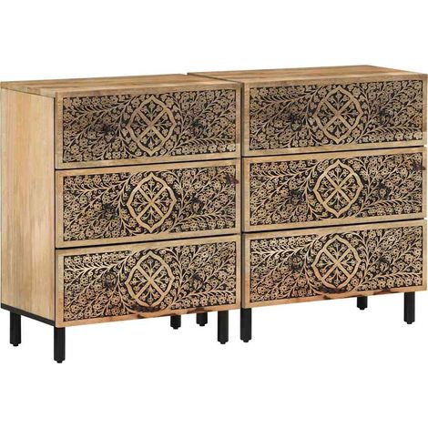 Beistellschränke 2 Stk. 60x33x75 cm Massivholz Mango
