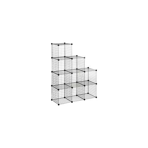 Modulares DIY-Würfelregal mit 9 Drahtgitterfächern für Wohnzimmer, Schlafzimmer, schwarz