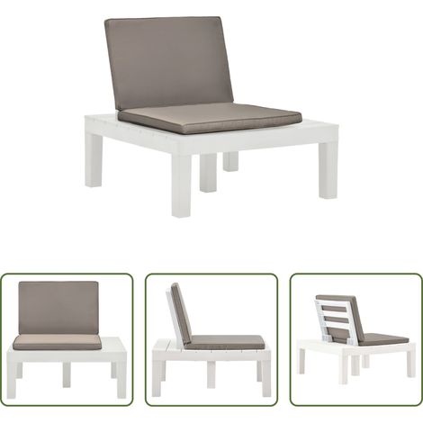 Chaise de terrasse -  Chaise de salon de jardin avec coussin Plastique Blanc (1/5)