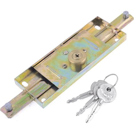 sourcingmap Serrure pour Volet Roulant Porte Garage Entrepôt Magasin ton or 23 cm de long avec 3 clés verticales (1/2)
