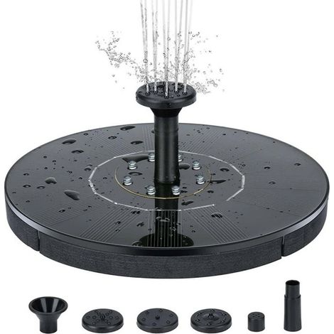 Fontaine Solaire - Pompe Fontaine Extérieure 1,4 W - Pour Jardin Terrasse Étang Aquarium - 16 cm - 6 Buses Incluses (1/5)
