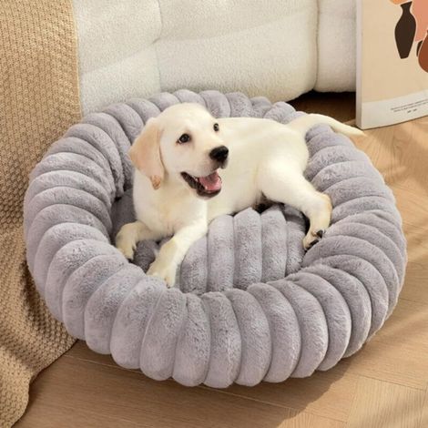 [NEVER USED] Round bed in soft grey fabric, 50 cm in diameter, for cats and dogs extra-large cat bed warm winter dog bed
