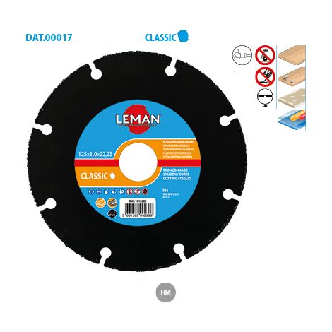 Leman – Disque à tronçonner carbure 125mm – Alésage 22,23mm, épaisseur 1mm – Pour bois, bois clouté, plâtre – 1712522 (1/3)