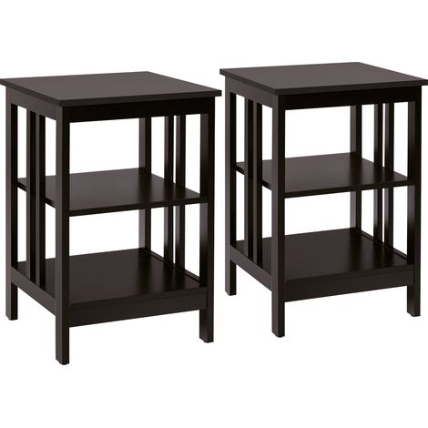 Juego de 2 mesitas de noche modernas 40 x 40 x 61 cm con espacio de almacenaje antideslizante para salón/dormitorio MDF marrón 200012517