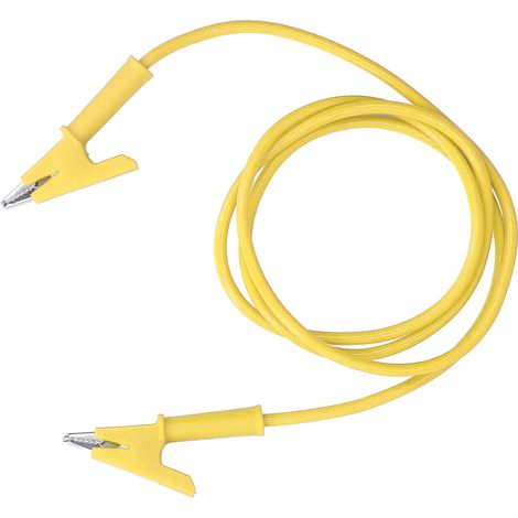 Lot de 2 Pinces Crocodile Double Extrémité 10mm, Câble de Test pour Batterie Voiture, Jaune (1/5)