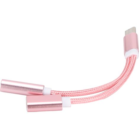 USB-C-auf-3,5-mm-Klinken-Audioadapter für Smartphones, 2-in-1-Kopfhöreradapter für Xiaomi/Huawei, Roségold (1/5)