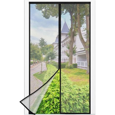 Moustiquaire Porte Fenetre, 120 x 220 CM - Maille Fine NOIRE Rideau Anti Mouche, se ferme tout seul, la Largeur du Haut de la Fenêtre de la Moustiquaire Porte Fenetre Magnetique Jusqu'à 3,8 CM (1/4)