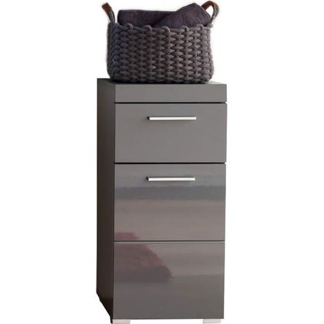 Badezimmer Schrank ALTENA-19 in Grau Hochglanz, B/H/T: ca. 37/79/31 cm (1/5)