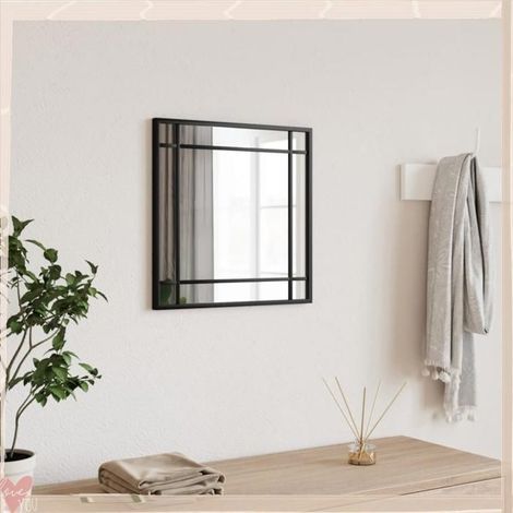 358633 Miroir mural noir 40x40 cm carré fer (1/5)
