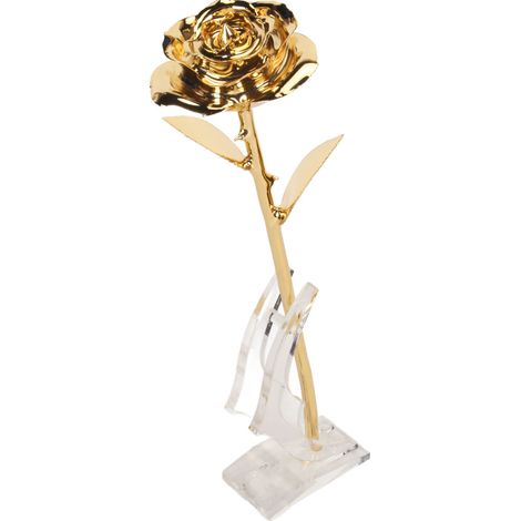Roses à trois pétales plaquées or 24 carats, fleurs préservées, roses dorées pour la Saint-Valentin, vente en gros, cadeaux d'anniversaire et de fête des mères, or. (1/5)