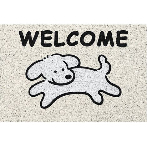 Rutschfeste Fußmatte mit Cartoon-Hundemotiv, 40 x 60 cm, dekorative Eingangsmatte für den Innen- und Außenbereich, Beige (1/5)