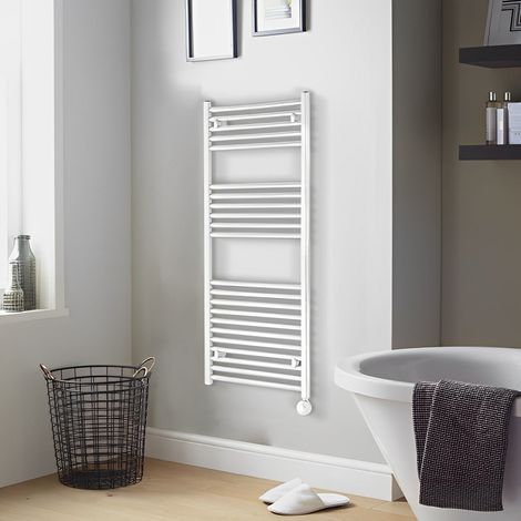 Heatwave Ballad White Thermostatic Electric Ladder Towel Rail 1186mm (H) x 450mm (W) (1/2)