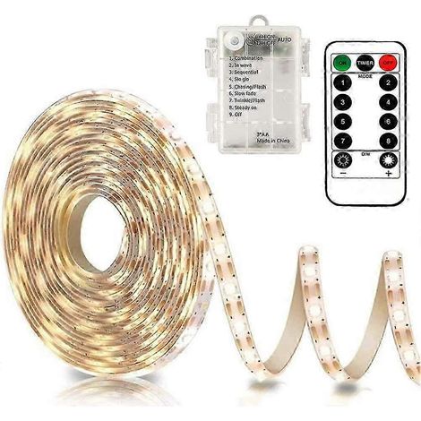 3M Battery Powered LED Light Strip,90 LEDs, Waterproof, 8 Modes, Dimmable, with Remote Control (1/5)