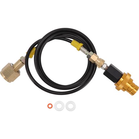 Kit de tuyau adaptateur pour machine à soda 1,5 m, tuyau adaptateur noir avec adaptateur rapide doré et adaptateur de remplissage de bouteille de CO2 W21.8 14 (1/5)