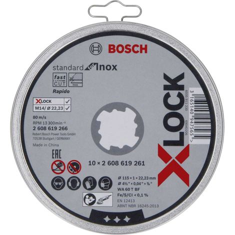 BOSCH X-LOCK LATA 10 DISCOS STANDARD FOR INOX 115X1MM CORTE RECTO