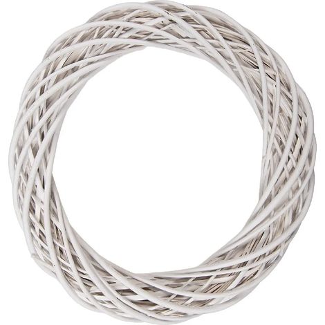 Couronne décorative Clayre & Eef en rotin blanc Ø 50 x 9 cm, style scandinave, pour porte, mur ou table. (1/2)