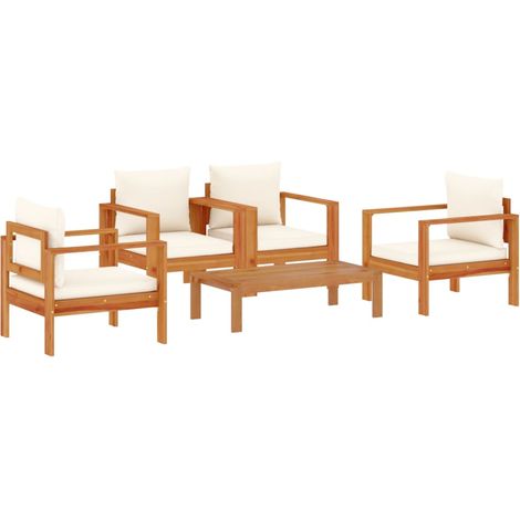 Maison Exclusive - Salon de jardin avec coussins 5 pcs Bois d'acacia solide (1/5)