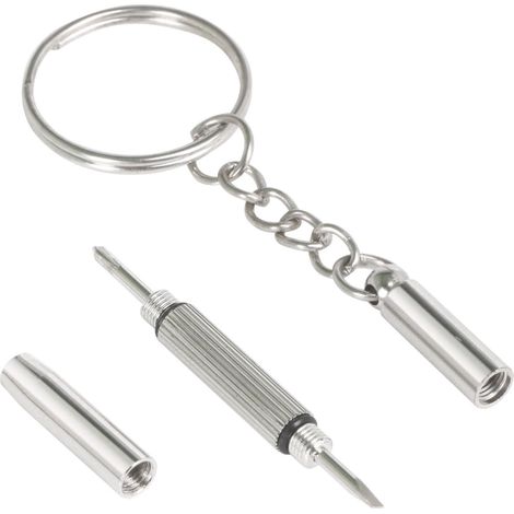 Tournevis de poche réparable, clé cruciforme double avec porte-embouts plat et écrou, porte-lunettes et solaires, porte-clés pratique (1/5)