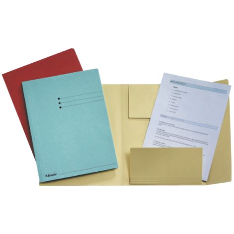 Chemise dossier 3 rabats Esselte 24 x 31,8 cm bleu - Paquet de 50 - Lot de 5 (1/2)