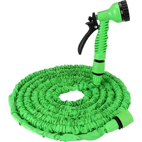 Tuyau d'arrosage extensible - AVIZAR - 38 m - Pistolet multifonctions - Se rétracte - Vert (1/4)
